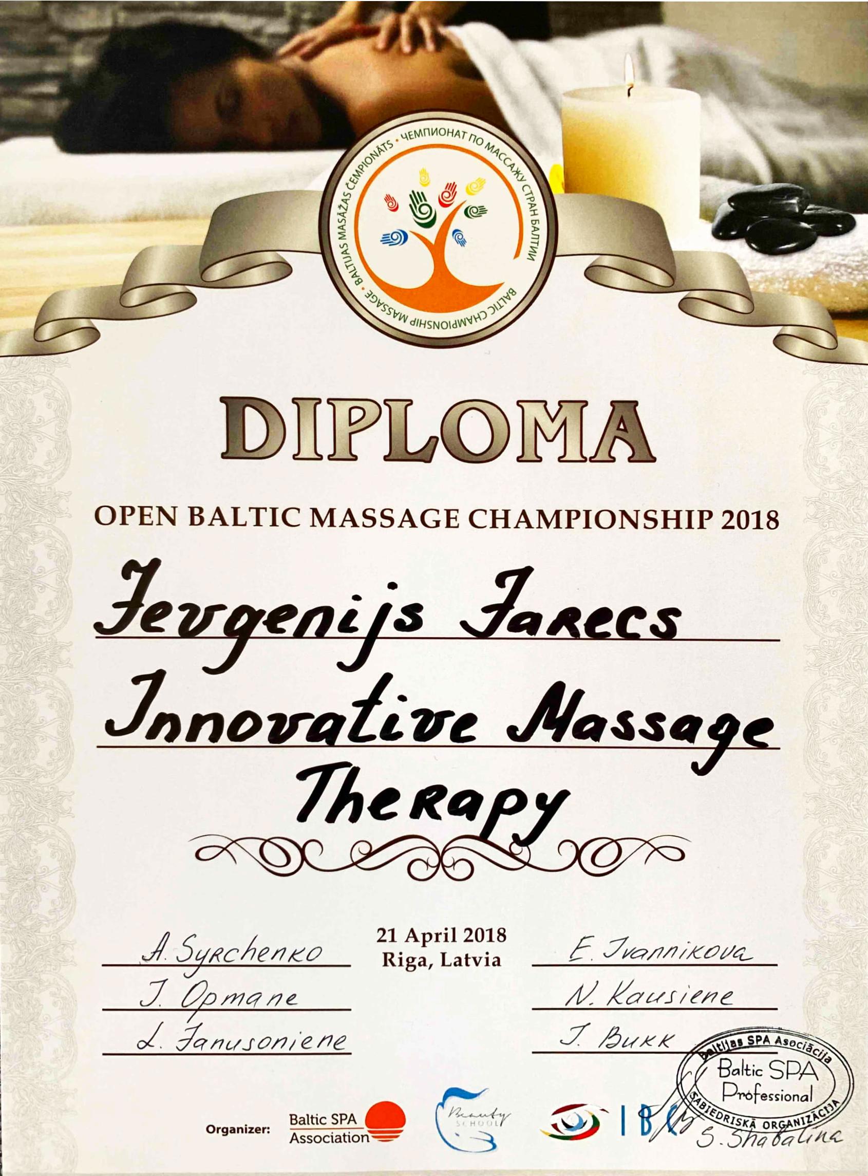 Open baltic championship innovative massage therapy (2018)