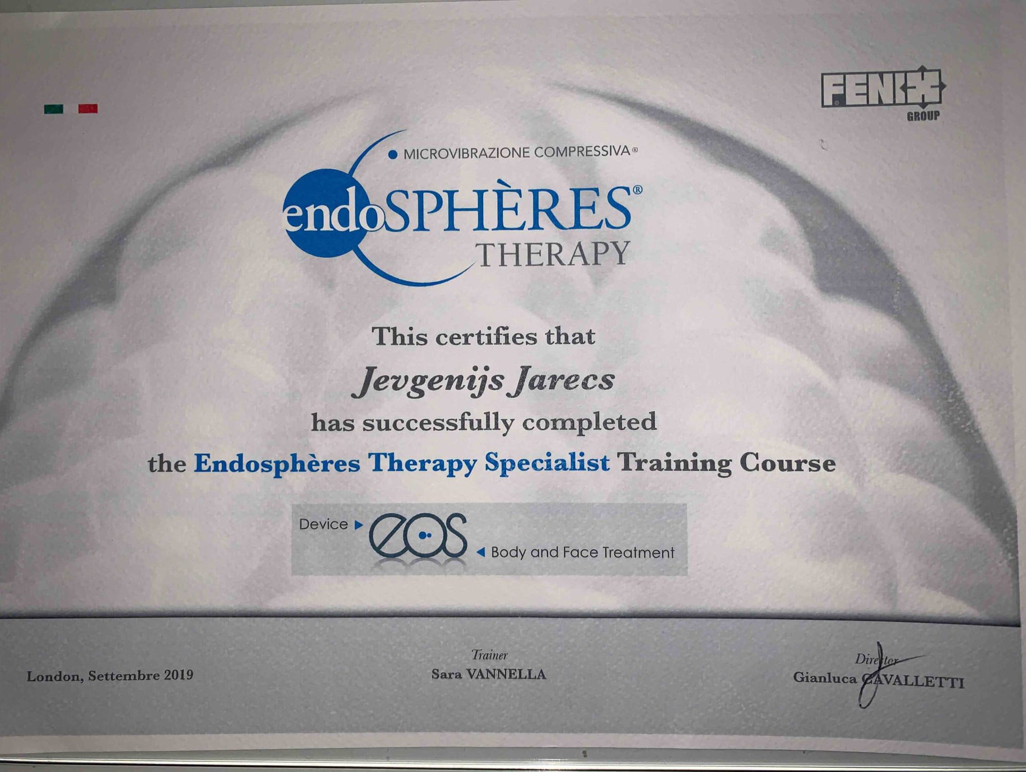 Endospheres therapy specialist training (2019)