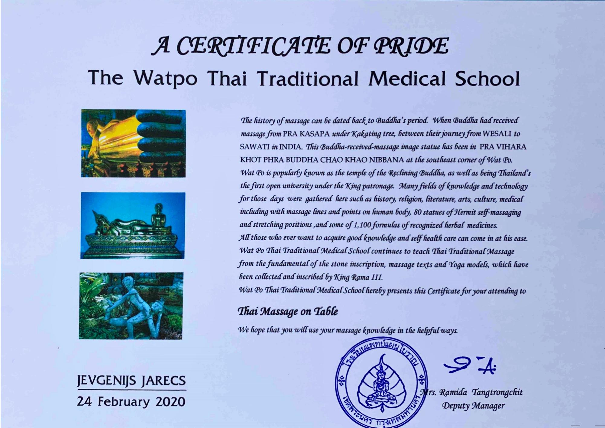 Wat po certificate of pride (2020)