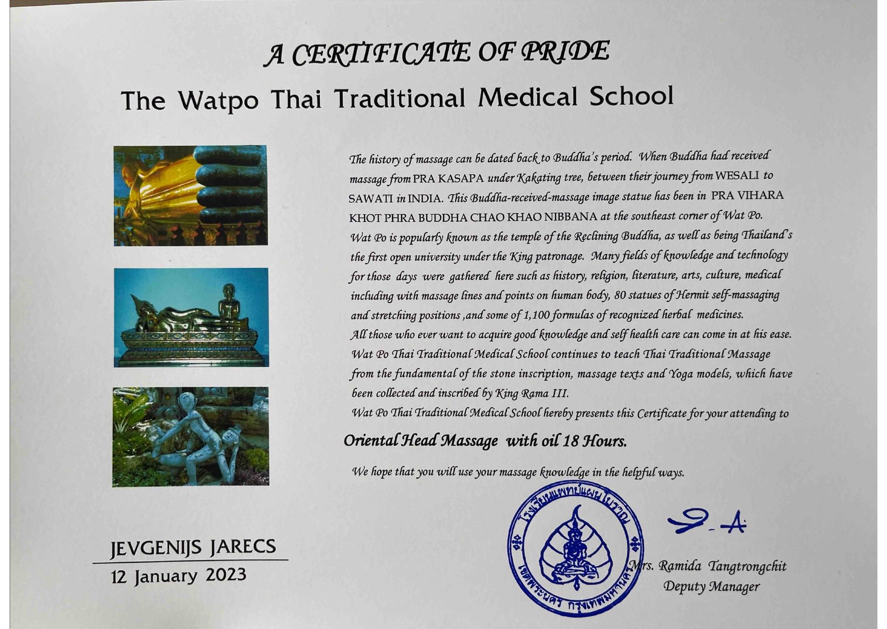 Wat po certificate of pride (2023)