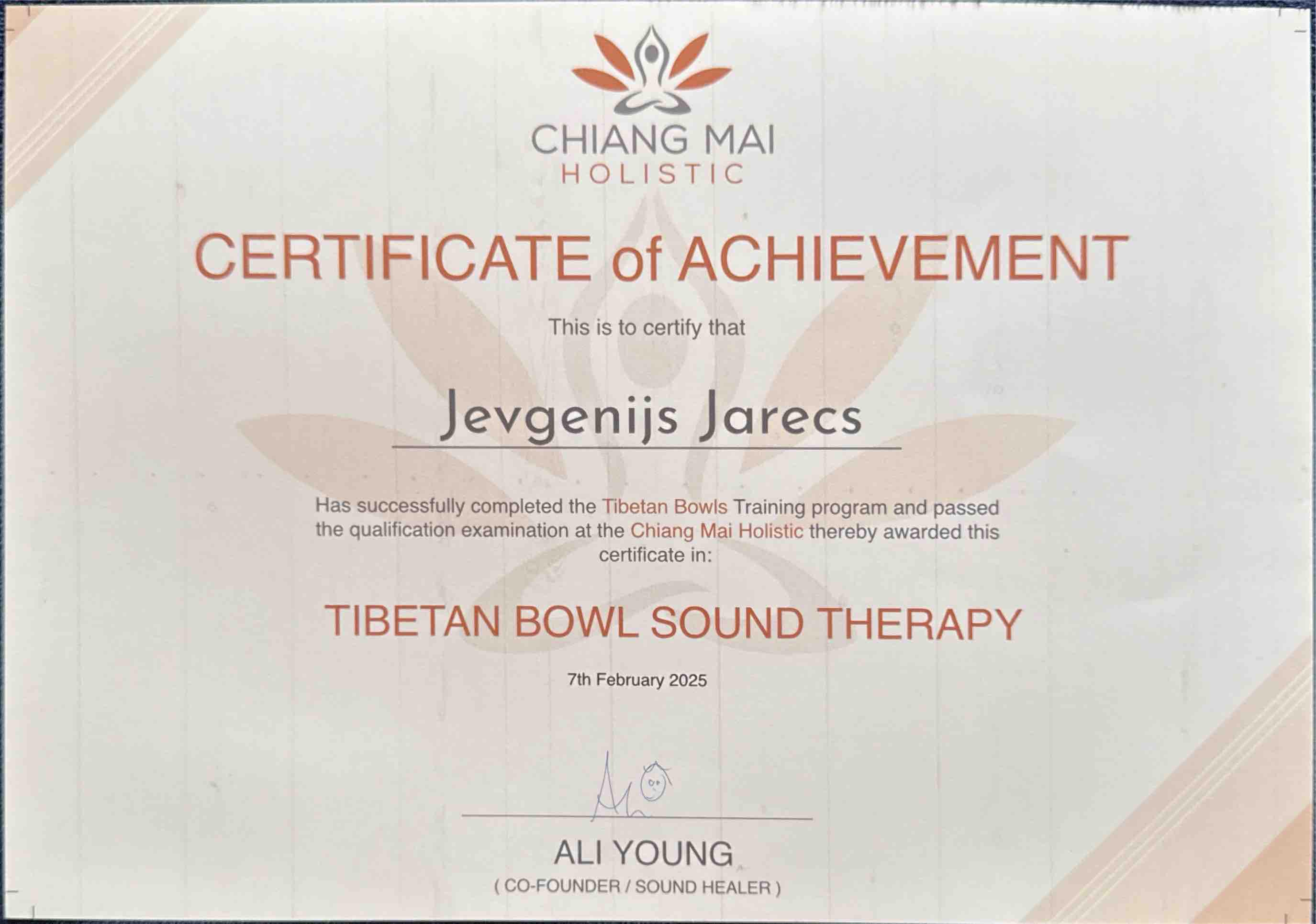 Chiang mai holistic certificate (2025)